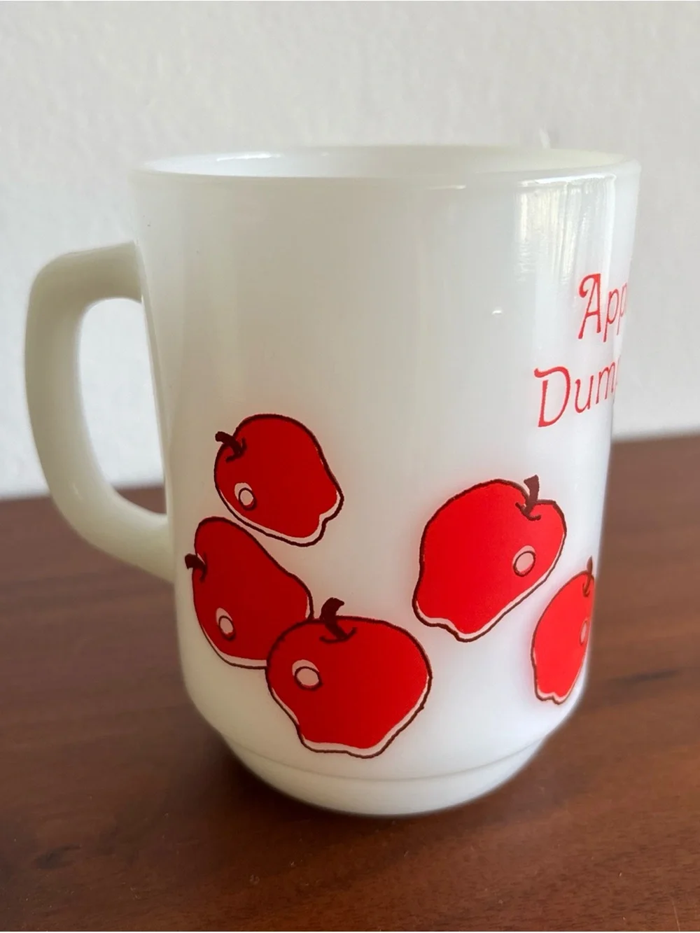 Fire King White Milk Glass Mug with Apple Dimplin - Strawberry Shortcake 80s